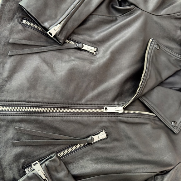 ALLSAINTS Dalby Leather Biker Jacket in Black US 10 LIKE NEW - PRICE FIRM - Picture 3 of 5